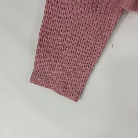 Mauve Rib Knit Long Sleeve Sweater with Hood S - Picture 5 of 5